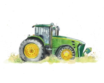 Green Tractor Print, Tractor Wall Art, Farm Nursery Art, Toddler Boys Room Decor, Farm Tractor Gift for Him, Father's Day