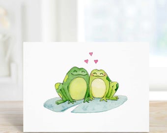 Tarjeta de amor con ranas para aniversario, cumpleaños, esposa, novia, novio, esposo. Personalización gratuita.