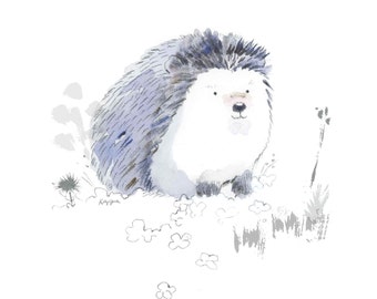 Baby Hedgehog Print for Toddler Boys or Girls Room, Woodland Animal Nursery Wall Art, Playroom Decor, Watercolor