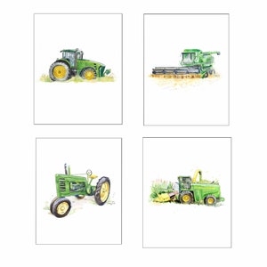 Green Tractor Watercolor Prints: Farm Nursery Decor (Digital Download)