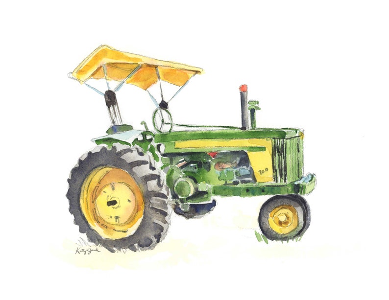 Print Green Tractor Wall Art, Vintage Tractor Wall Decor, Tractor Gift for Him, Farmhouse Wall Art, Kitchen, Living Room, Office Decor image 1