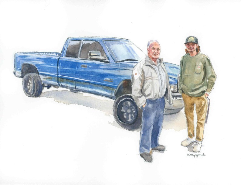 Custom Truck Painting from Photo, Truck or Tractor Gift for Boyfriend, Husband, Dad, Grandpa, Father's Day Gift, Original Watercolor image 2