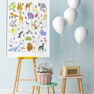 Animal Alphabet Print Letters, Wall Decor for Nursery or Toddlers Room, Preschool Playroom Poster, Baby Shower Birthday Gift image 3