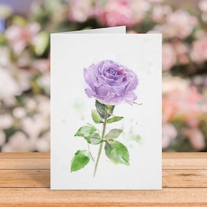 Set of Pink and Purple Rose Cards, Watercolor, Blank Inside, Every Day Greeting, Birthday Anniversary Sympathy Cards, A6 image 6