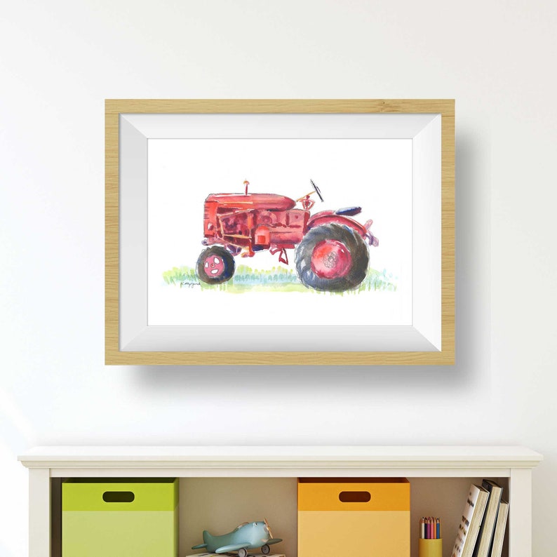 Red Tractor Print 1 Tractor Decor Farm Nursery Art Toddler Etsy