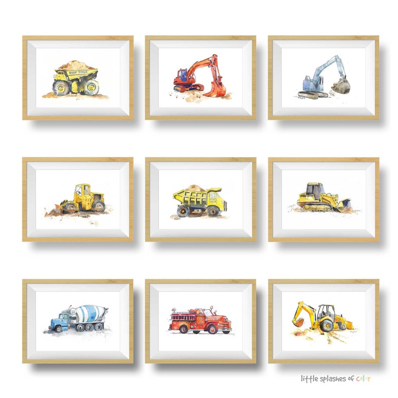Construction Wall Art, Cement Mixer Truck Print, Toddler Boys Room Decor, Blue Truck Nursery Art, Giclee Print image 5