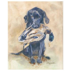 Black Lab Watercolor Print: Hunting Dog Wall Art, Gift for Husband, Boyfriend