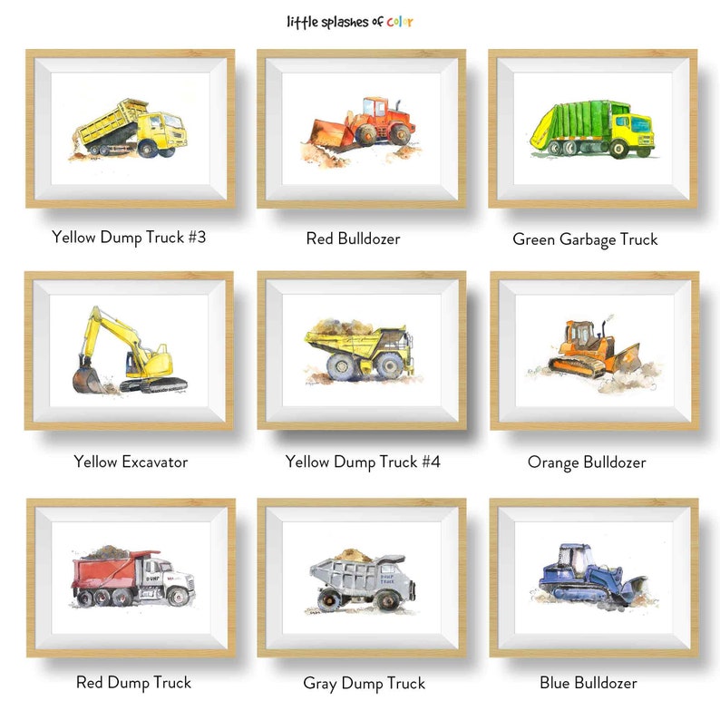 Blue Bulldozer Truck Print, Construction Wall Art Decor, Truck Nursery, Boys Construction Room Decor image 7