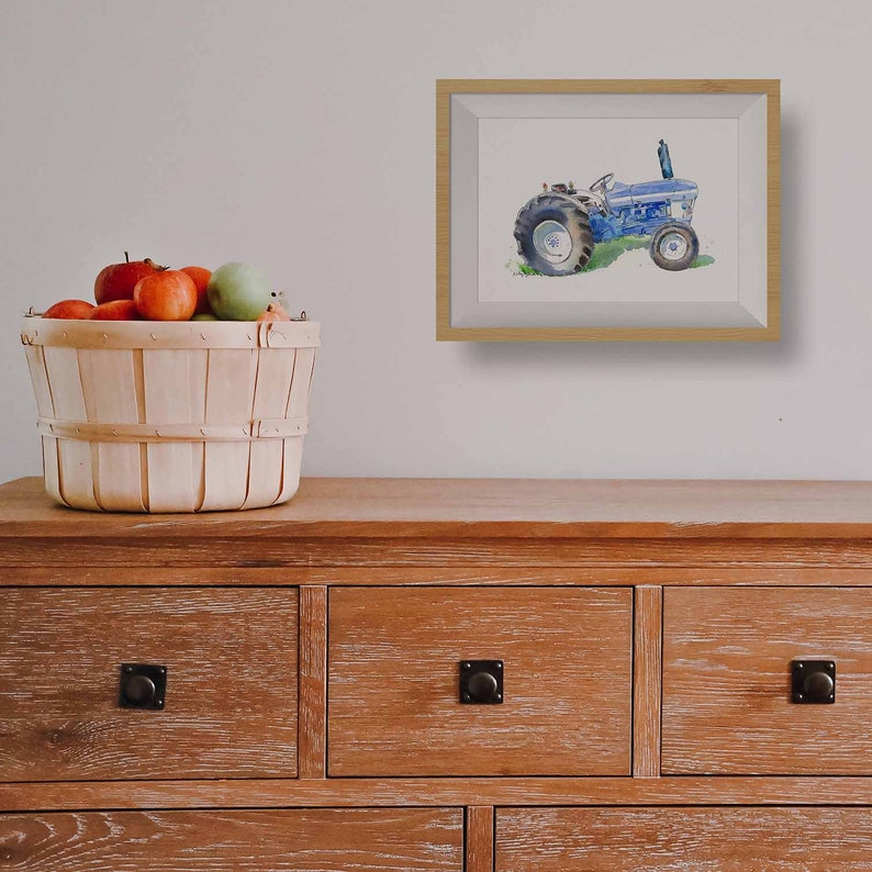 Blue Tractor Print Wall Art, Tractor Wall Decor, Nursery Wall Art for Toddler Boy's Room, Watercolor image 5