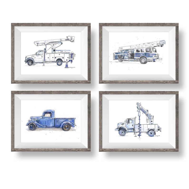 Navy Blue Pickup Truck Print for Baby and Toddler Boys' Rooms, Truck Gift for Him, Vintage Truck Wall Art Decor, Gift for Husband Boyfriend image 3
