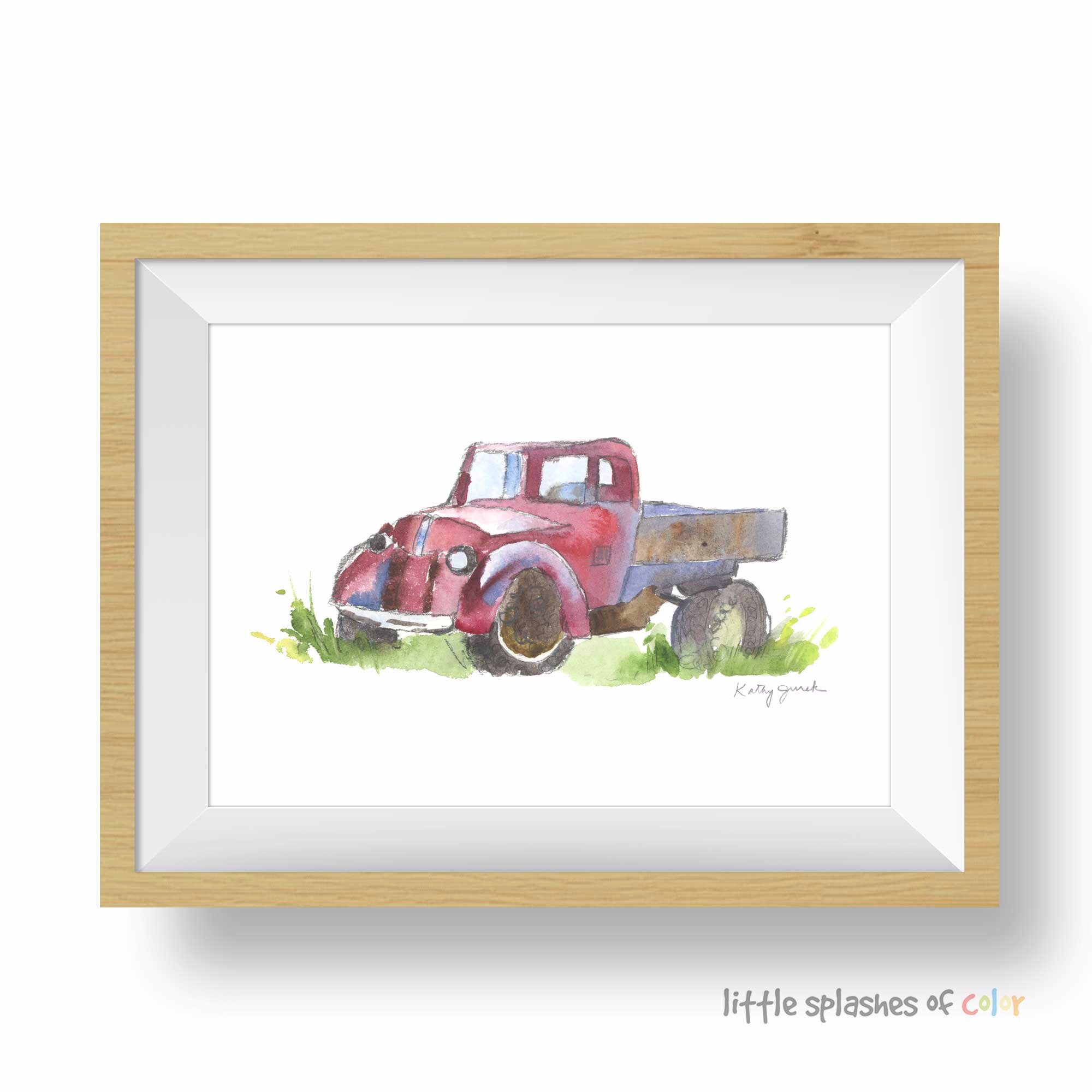 Vintage Red Pickup Truck Print Old Pickup Truck Wall Art Etsy