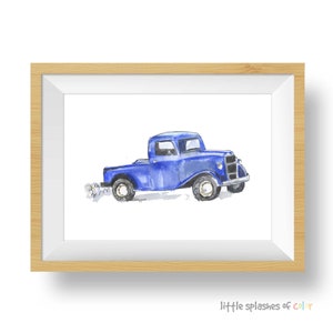 Little Blue Truck Print, Truck Wall Art for Toddler Boys Room, Nursery Wall Art, Transportation Print, Watercolor image 3