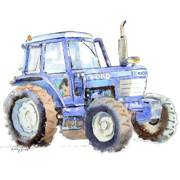 Blue Tractor Print #8 for Baby and Toddler Boys' Bedooms, Farm Nursery Wall Art Decor, Digital Download