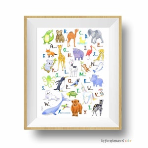 Animal Alphabet Print Letters, Wall Decor for Nursery or Toddlers Room, Preschool Playroom Poster, Baby Shower Birthday Gift image 4