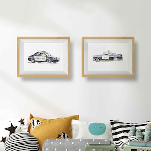 Emergency Vehicles Truck Prints for Toddlers Room, Kids Wall Art Set, Nursery Decor, Fire Truck, Police Car, Ambulance, Free Personalization image 7