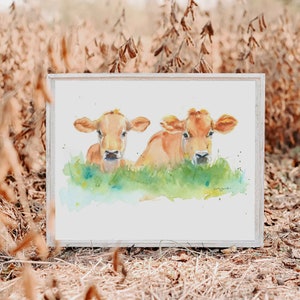 Cow Wall Art for Farm Nursery, Baby or Toddler's Room, Cow Painting Print, Watercolor image 2