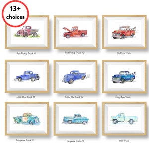 Light Blue Truck Print for Toddler Boys Bedroom, Vintage Truck Nursery Wall Decor, Birthday Babyshower Gift for Boy, Watercolor image 8