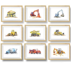 Yellow Dump Truck Print 2, Construction Decor for Baby and Toddler Boys Rooms, Nursery Wall Art, Kids Bedroom Decor, Watercolor image 6