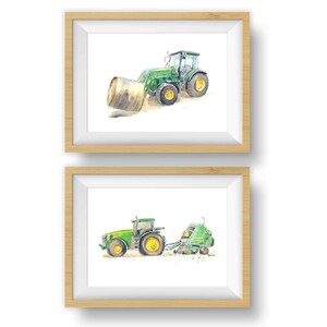 Green Tractor Watercolor Art Prints: Farm Wall Decor (Digital Download)