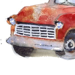 Red Tow Truck Print, Truck Nursery Decor, Truck Nursery Art, Red Truck Print, Vintage Tow Truck Art, Watercolor Painting image 3