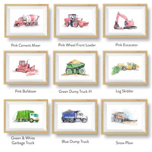 Blue Bulldozer Truck Print, Construction Wall Art Decor, Truck Nursery, Boys Construction Room Decor image 9
