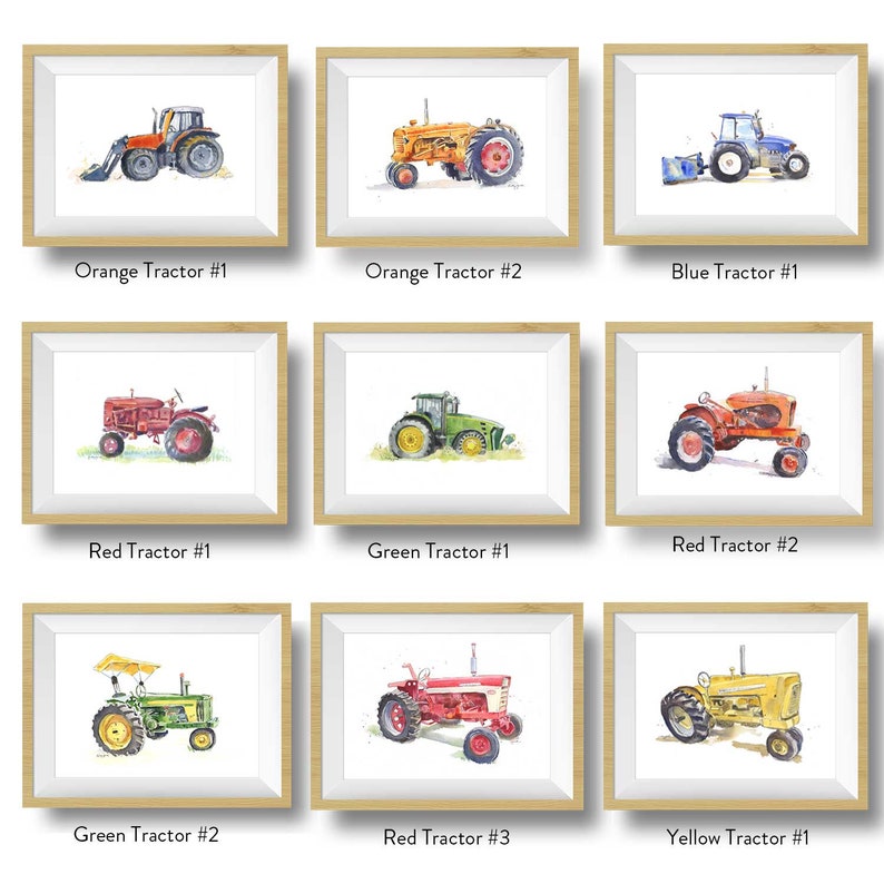 Farm Tractor Prints for Baby and Toddler Boys Room, Farm Nursery Decor, Kids Wall Art, Watercolor image 4