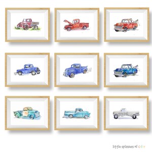 Red Tow Truck Print, Truck Nursery Decor, Truck Nursery Art, Red Truck Print, Vintage Tow Truck Art, Watercolor Painting image 6