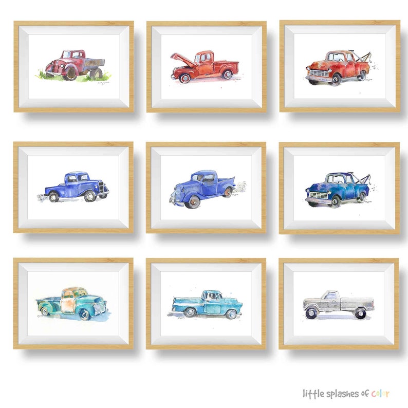 Red Tow Truck Print, Truck Nursery Decor, Truck Nursery Art, Red Truck Print, Vintage Tow Truck Art, Watercolor Painting image 6