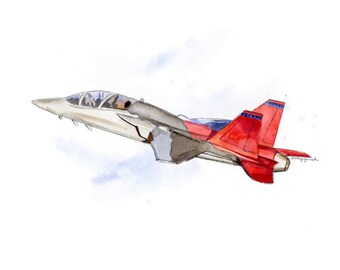 Impresión en acuarela del avión T7A Redhawk: arte mural de un avión militar