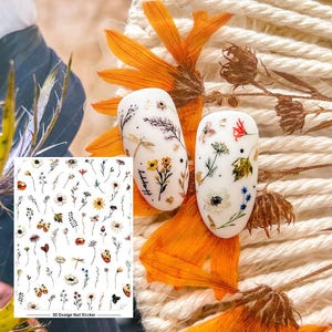 Small Flowers Branches Nail Art Stickers Leaf Branches Hibiscus Rose Peony Daisy Periwinkle Birds Butterfly Self Adhesive Nail Decals E4HY