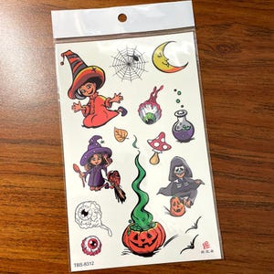 Halloween Pumpkin Witch Body Tattoo Spider Web Eyeball Crescent Moon Body Waist Arm Neck Leg Temporary Tattoo TBSSeries