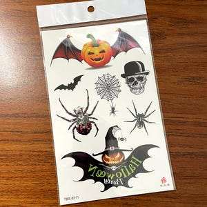 Halloween Pumpkin Body Tattoo Spider Web Skull Spider  Body Waist Arm Neck Leg Temporary Tattoo TBSSeries