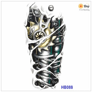 Robotic Arm Mechanical Arm Metal Spring Body Waist Arm Neck Temporary Art Tattoos THBSeries
