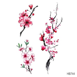 梅の花 アイリスの花 ボディタトゥー プルナス ウメ ボディ 胸 腰 腕 首 テンポラリーアートタトゥー THBSeries