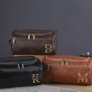 Trousse de toilette en cuir, trousse de toilette en cuir personnalisée, cadeaux pour garçons d'honneur, accessoire en cuir pour homme, cadeau pour lui, trousse de toilette de voyage