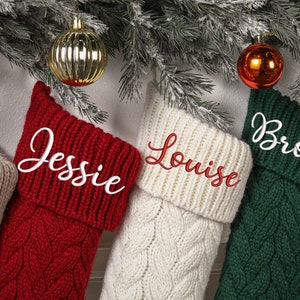 2025 Embroidered Christmas Stockings, Personalized Christmas Stockings, Knitted Stockings with Name, Holiday Stockings, Holiday Decor Gift