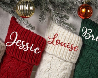 2025 Embroidered Christmas Stockings, Personalized Christmas Stockings, Knitted Stockings with Name, Holiday Stockings, Holiday Decor Gift