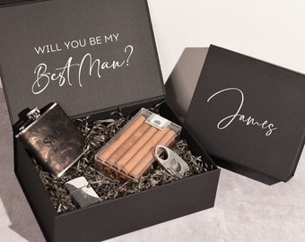 Personalized Name Groomsmen Black Box, Best Man Empty Gift Box, Groomsmen Proposal Box, Groomsmen Gift, Groomsmen Favors, Thank you Gift