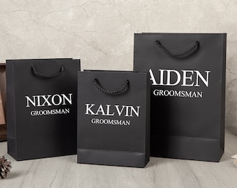 Personalized Groomsmen Gift Bags, Black Wedding Party Gift Bags, Wedding Bags, Groomsmen Gifts, Best Man Gift, Wedding Gift Bag