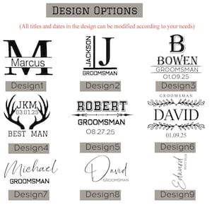 Puede incluir: Nueve opciones de dise&ntilde;o para un regalo personalizado de padrino de boda. Cada dise&ntilde;o presenta un nombre, un t&iacute;tulo y una fecha diferentes. Los dise&ntilde;os incluyen un monograma, un nombre con un t&iacute;tulo, un nombre con una fecha y un nombre con un t&iacute;tulo y una fecha.