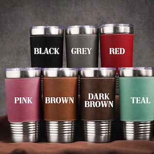 Vasos personalizados para hombre, vasos de cuero grabados, taza de viaje con aislamiento, regalos para padrinos de boda, regalo de San Valentín, regalo para el padrino de boda. imagen 8