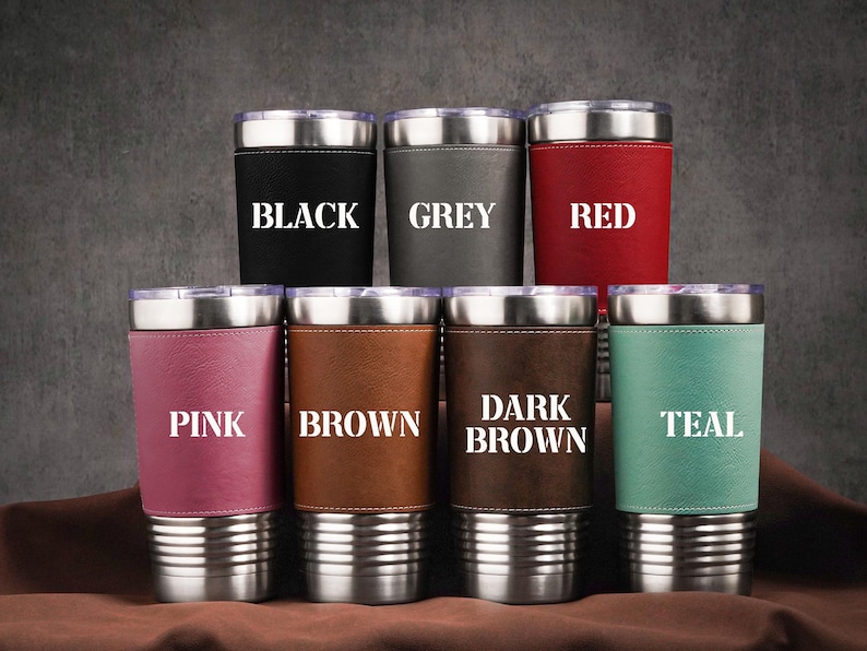 Vasos personalizados para hombre, vasos de cuero grabados, taza de viaje con aislamiento, regalos para padrinos de boda, regalo de San Valentín, regalo para el padrino de boda. imagen 8