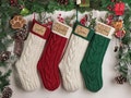 Personalized Family Christmas Stockings, 2024 Family Stockings with Name, Leather Patch Knitted Stockings, Holiday Stockings, Christmas Gift
