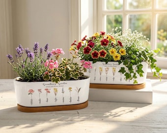 Grandmas Garden Gift for Grandma,Mother’s Day Gift from Daughter,Personalized Flower Pot,Family Birth Month Flowers,Names Planter for Nana
