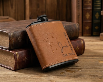 Personalized leather flask for men,Custom engraved leather groomsmen flask,Groomsmen gifts,Best Man Flask Gift,Wedding gifts,Best Man Gift