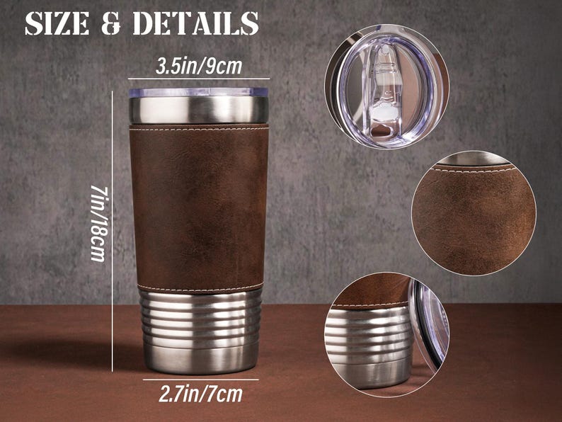Vasos personalizados para hombre, vasos de cuero grabados, taza de viaje con aislamiento, regalos para padrinos de boda, regalo de San Valentín, regalo para el padrino de boda. imagen 11