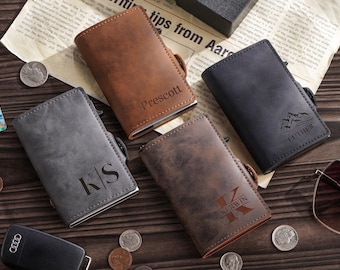 Personalized Engrave Leather Wallet for Men,Gift for Husband, Dad, Boyfriend, or Son,Groomsmen gift,Anniversary gift,Father's Day gift