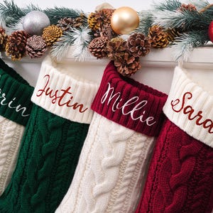 2025 Embroidered Christmas Stockings, Personalized Christmas Stockings, Knitted Stockings with Name, Holiday Stockings, Holiday Decor Gift