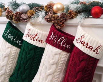 2026 Embroidered Christmas Stockings, Personalized Christmas Stockings, Knitted Stockings with Name, Holiday Stockings, Holiday Decor Gift
