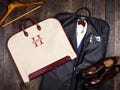 Custom Name Suit Bag,Oxford Cloth Suit Bag,Gift for Groomsmen,Monogrammed Suit Bag,Father of Groom,Leather Handle Garment Bag,Gift for Him